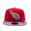 New Era Mens NFL Arizona Cardinals 2T Color Pack 9Fifty Snapback Hat 60322875 Red/Lavender, Grey Undervisor