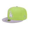 New Era Mens MLB Los Angeles Dodgers 2T Color Pack 9Fifty Snapback Hat 60323129 Lime/Lavender, Grey Undervisor