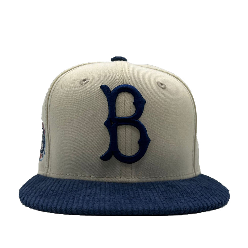 New Era Mens MLB Brooklyn Dodgers Pro Image 2022 Chrome Corduroy 59Fifty Fitted Hat 60349987 White/Blue, Green Undervisor