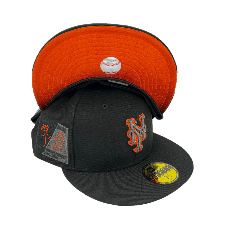 New Era Mens MLB New York Mets Pro Image 2022 59Fifty Fitted Hat 60351263 Black Metallic, Orange Undervisor