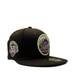 New Era Mens MLB New York Mets Pro Image 2022 Plaid UV 59Fifty Fitted Hat 60351299 Black, Purple Undervisor
