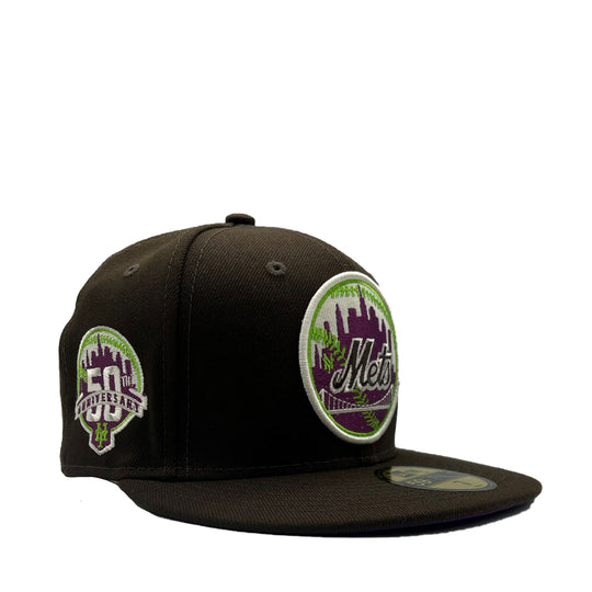New Era Mens MLB New York Mets Pro Image 2022 Plaid UV 59Fifty Fitted Hat 60351299 Black, Purple Undervisor