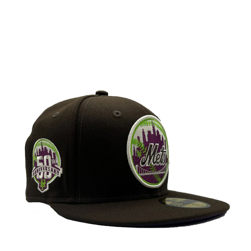 New Era Unisex MLB New York Mets Pro Image 2022 Plaid UV 59Fifty Fitted Hat 60351299 Black, Purple Undervisor