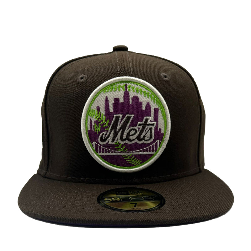 New Era Mens MLB New York Mets Pro Image 2022 Plaid UV 59Fifty Fitted Hat 60351299 Black, Purple Undervisor