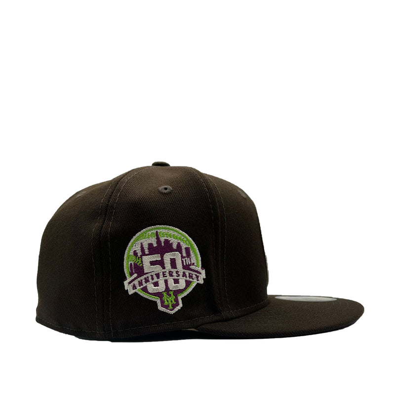 New Era Mens MLB New York Mets Pro Image 2022 Plaid UV 59Fifty Fitted Hat 60351299 Black, Purple Undervisor