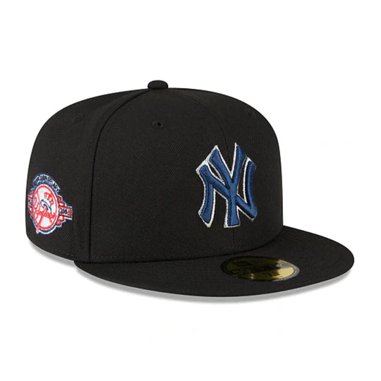 New Era Mens MLB New York Yankees Metallic Thread Logo 59Fifty Fitted Hat 60355175 Black, Dark Green Undervisor