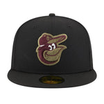 New Era Mens MLB Baltimore Orioles Botanical 59Fifty Fitted Hat 60355783 Black, Dark Green Undervisor