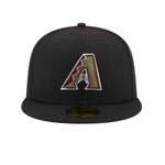 New Era Mens MLB Arizona Diamondbacks Botanical 59Fifty Fitted Hat 60355785 Black, Dark Green Undervisor