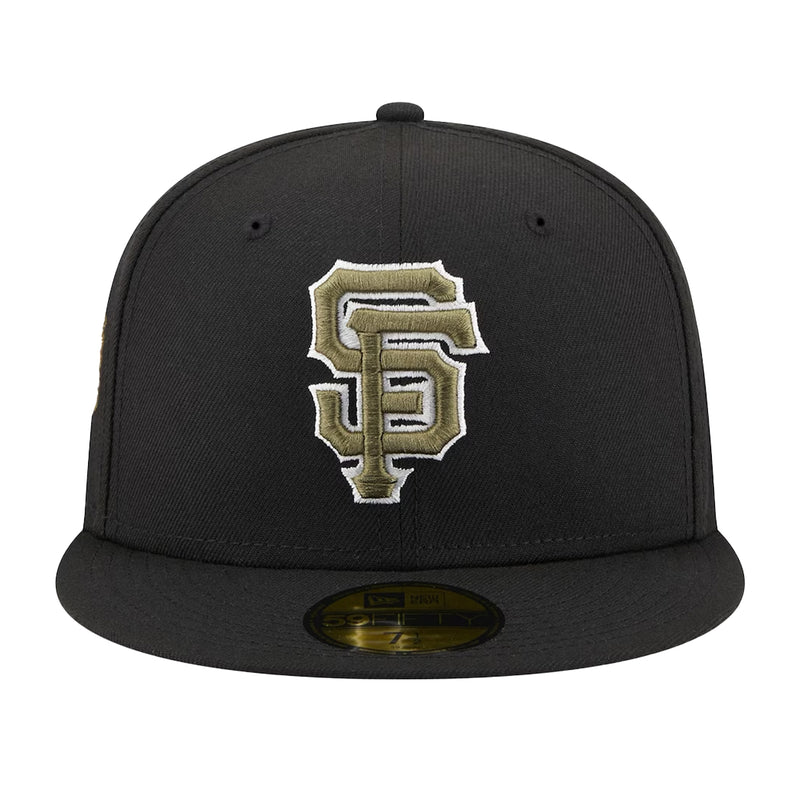 New Era Mens MLB San Francisco Giants Botanical 59Fifty Fitted Hat 60355791 Black, Dark Green Undervisor