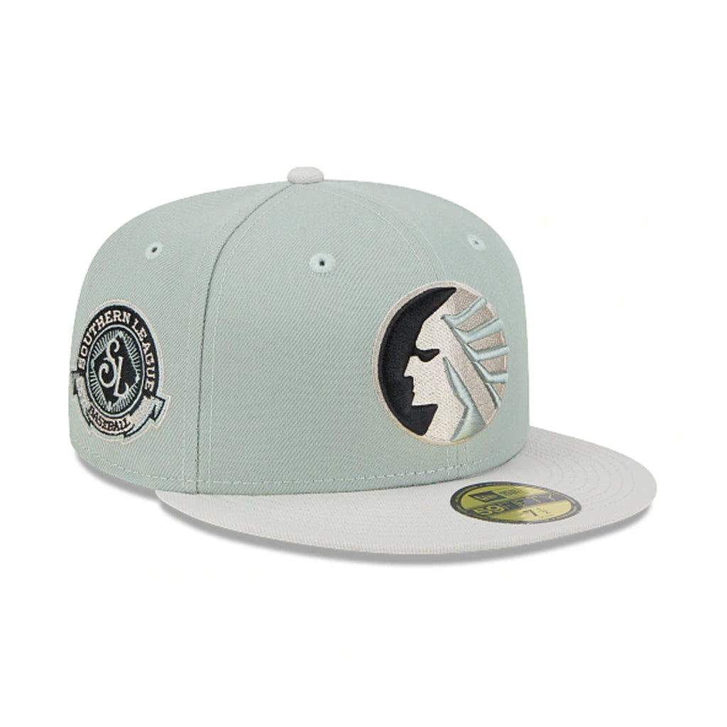 New Era Mens Memphis Chicks Hometown Roots 59Fifty Fitted Hat 60355811 Evergreens Satin, Grey Undervisor