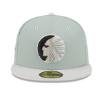 New Era Mens Memphis Chicks Hometown Roots 59Fifty Fitted Hat 60355811 Evergreens Satin, Grey Undervisor