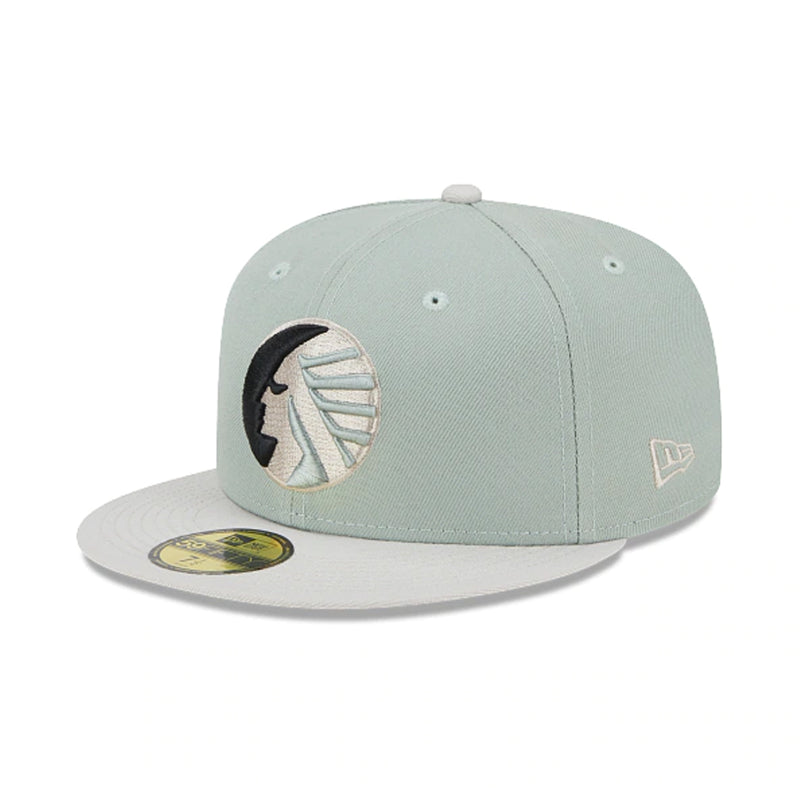 New Era Mens Memphis Chicks Hometown Roots 59Fifty Fitted Hat 60355811 Evergreens Satin, Grey Undervisor
