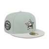 New Era Mens Hollywood Stars Hometown Roots 59Fifty Fitted Hat 60355820 Evergreens Satin, Grey Undervisor