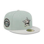 New Era Mens Hollywood Stars Hometown Roots 59Fifty Fitted Hat 60355820 Evergreens Satin, Grey Undervisor