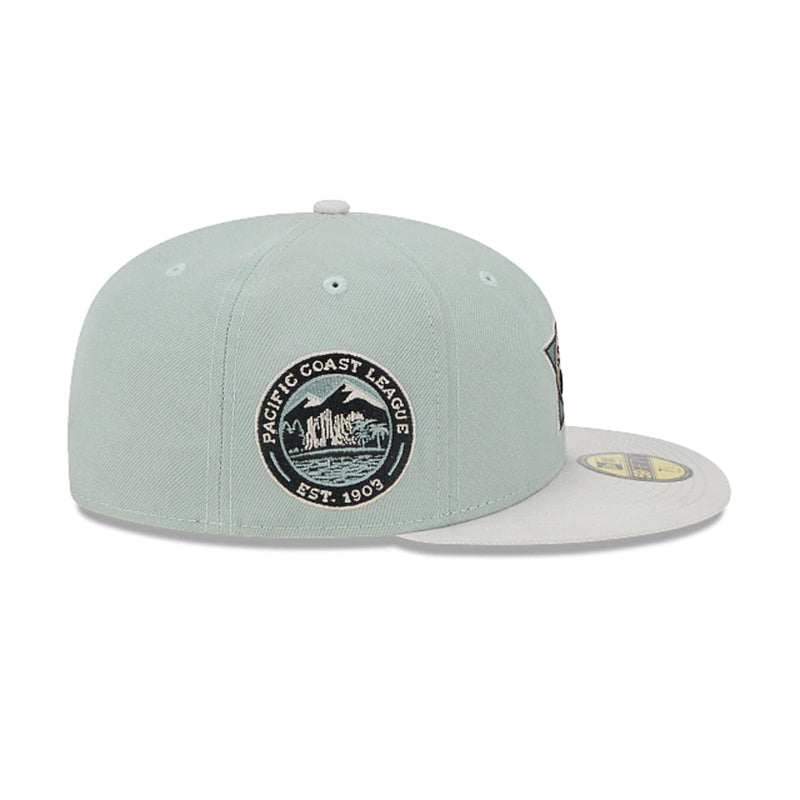 New Era Mens Hollywood Stars Hometown Roots 59Fifty Fitted Hat 60355820 Evergreens Satin, Grey Undervisor