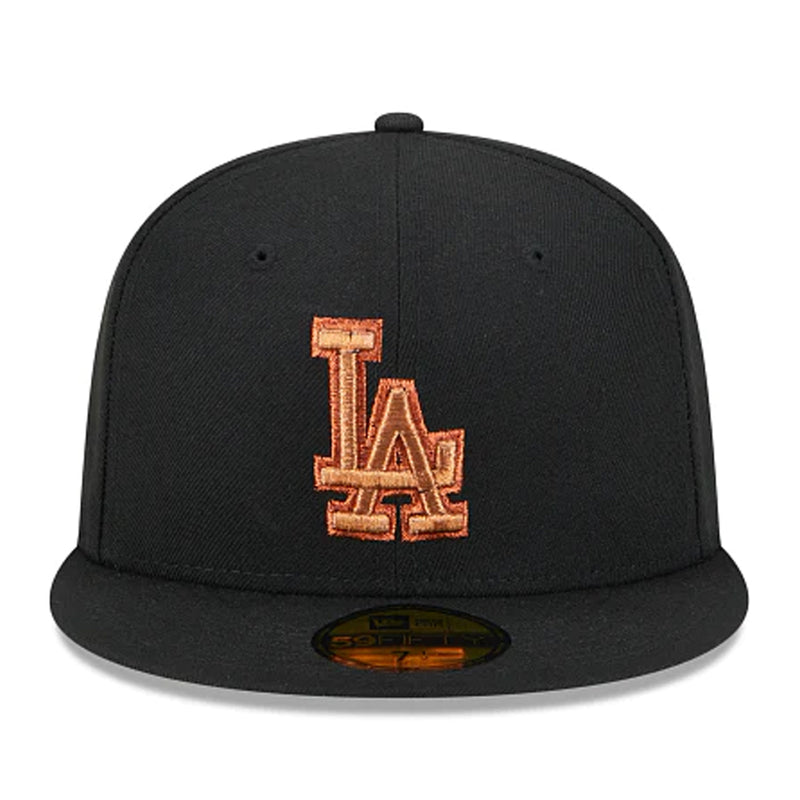 Los Angeles Dodgers New Era 59Fifty Black Red Gold MLB Hat Size 7 3/8