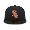 New Era Mens MLB Chicago White Sox Metallic Pop 59Fifty Fitted Hat 60355831 Black, Orange Undervisor