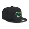 New Era Mens MLB Arizona Diamondbacks Metallic Pop 59Fifty Fitted Hat 60355832 Black, Green Undervisor