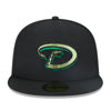 New Era Mens MLB Arizona Diamondbacks Metallic Pop 59Fifty Fitted Hat 60355832 Black, Green Undervisor