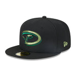 New Era Mens MLB Arizona Diamondbacks Metallic Pop 59Fifty Fitted Hat 60355832 Black, Green Undervisor