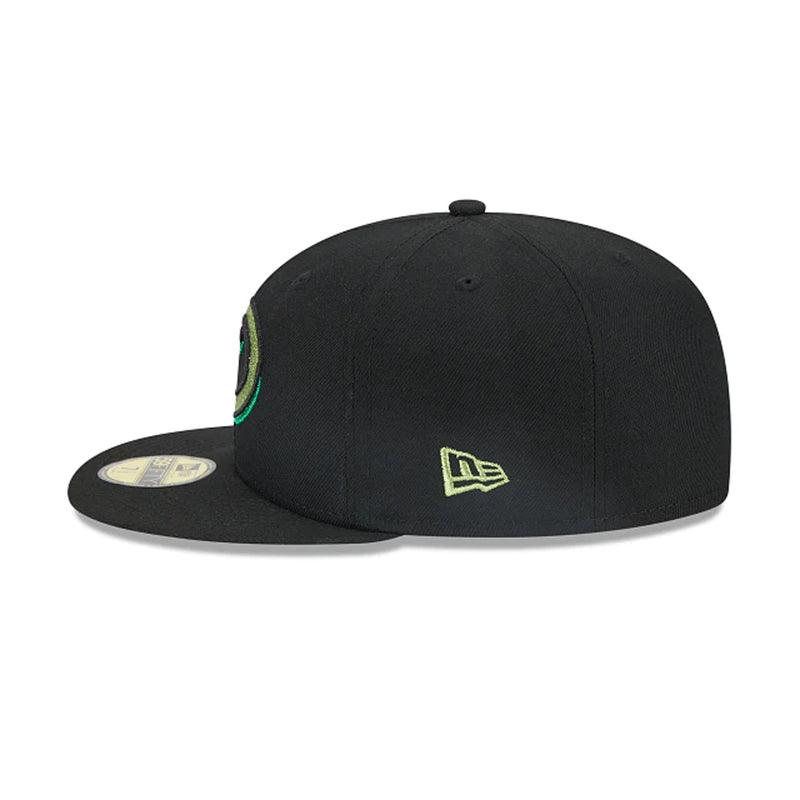 New Era Mens MLB Arizona Diamondbacks Metallic Pop 59Fifty Fitted Hat 60355832 Black, Green Undervisor