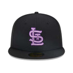 New Era Mens MLB St. Louis Cardinals Metallic Pop 59Fifty Fitted Hat 60355850 Black, Purple Undervisor