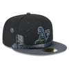 New Era Mens MLB Oakland Athletics Planetary 59Fifty Fitted Hat 60355878 Black, Grey Undervisor