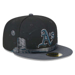 New Era Mens MLB Oakland Athletics Planetary 59Fifty Fitted Hat 60355878 Black, Grey Undervisor