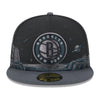 New Era Mens NBA Brooklyn Nets Planetary 59Fifty Fitted Hat 60355891 Black, Grey Undervisor