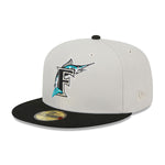 New Era Mens MLB Florida Marlins World Class 59Fifty Fitted Hat 60355958 Beige/Black, Grey Undervisor
