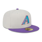 New Era Mens MLB Arizona Diamondbacks World Class 59Fifty Fitted Hat 60355959 Beige/Purple, Grey Undervisor