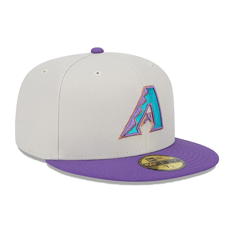New Era Mens MLB Arizona Diamondbacks World Class 59Fifty Fitted Hat 60355959 Beige/Purple, Grey Undervisor