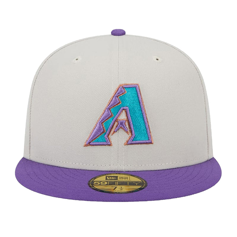 New Era Mens MLB Arizona Diamondbacks World Class 59Fifty Fitted Hat 60355959 Beige/Purple, Grey Undervisor