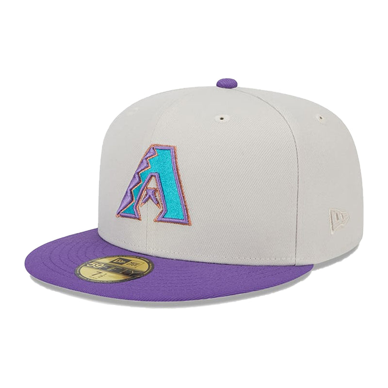 New Era Mens MLB Arizona Diamondbacks World Class 59Fifty Fitted Hat 60355959 Beige/Purple, Grey Undervisor