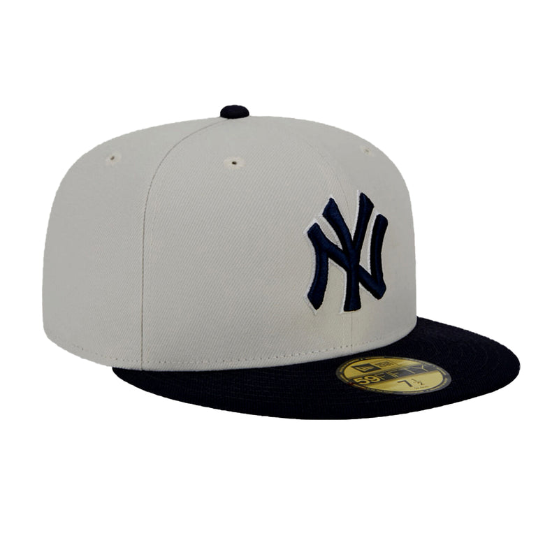 New Era Mens MLB New York Yankees World Class 59Fifty Fitted Hat 60355961 Beige/Navy, Grey Undervisor