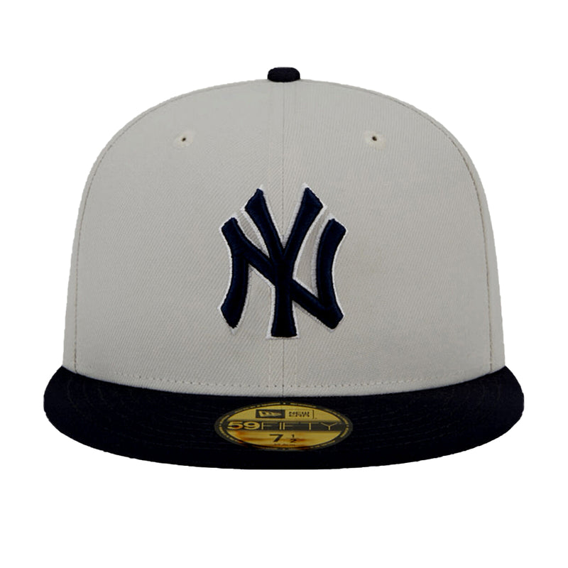 New Era Mens MLB New York Yankees World Class 59Fifty Fitted Hat 60355961 Beige/Navy, Grey Undervisor