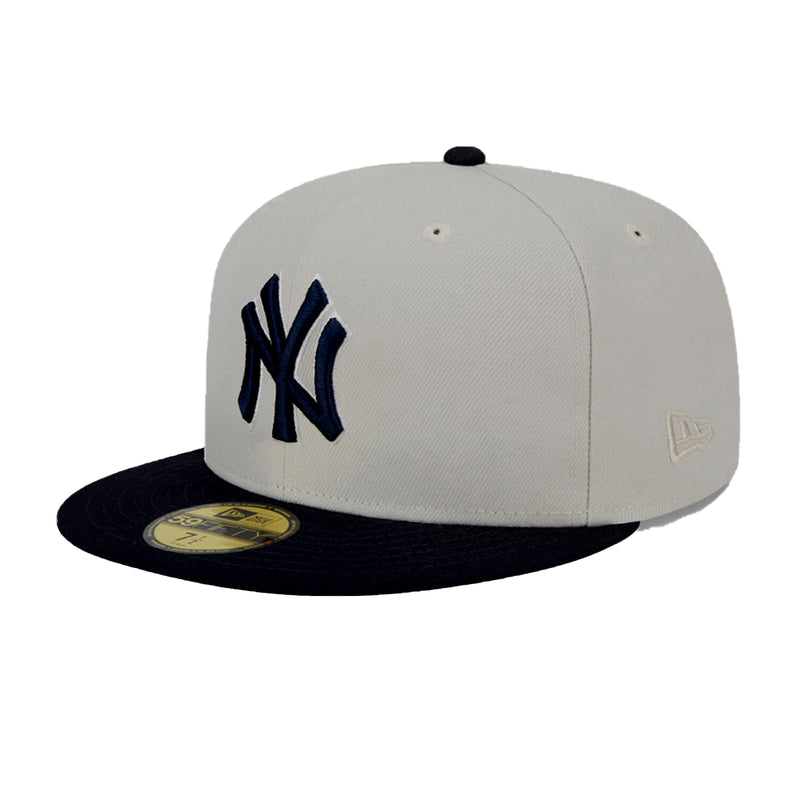 New Era Mens MLB New York Yankees World Class 59Fifty Fitted Hat 60355961 Beige/Navy, Grey Undervisor
