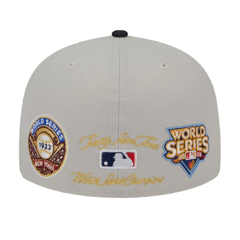 New Era Mens MLB New York Yankees World Class 59Fifty Fitted Hat 60355961 Beige/Navy, Grey Undervisor