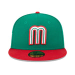 New Era Mens Mexico 2023 World Baseball Classic 59Fifty Fitted Hat 60358232 Green/Red, Grey Undervisor