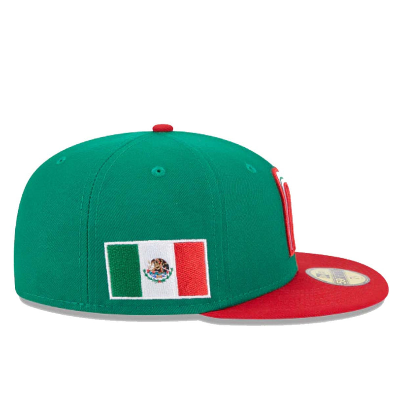 New Era Mens Mexico 2023 World Baseball Classic 59Fifty Fitted Hat 60358232 Green/Red, Grey Undervisor