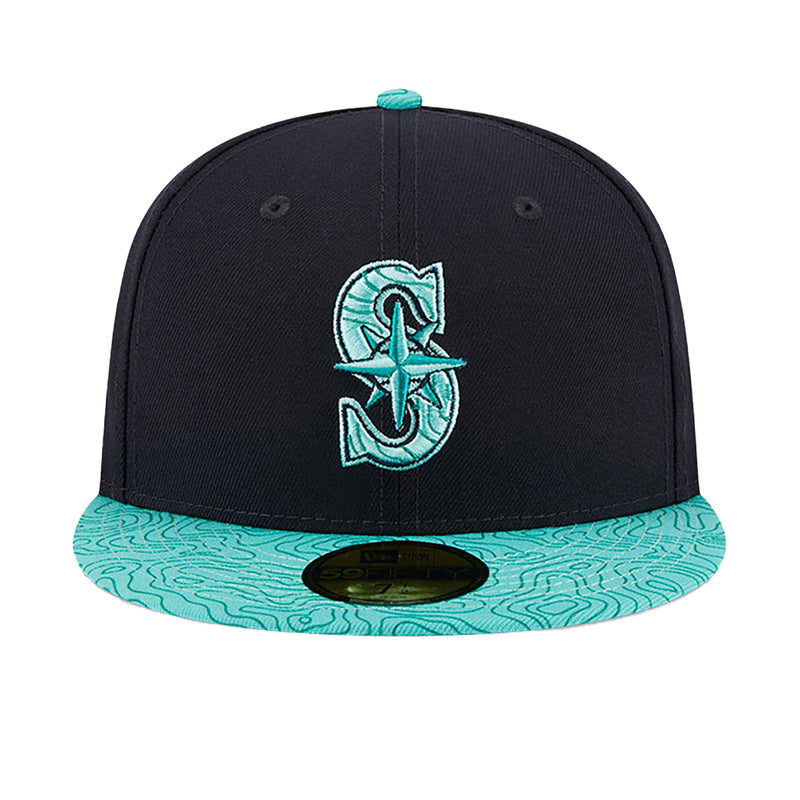 New Era Mens MLB Seattle Mariners All-Star-Game 2023 59Fifty Fitted Hat 60360543 Navy/Teal, Teal Undervisor