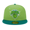New Era Mens NBA New York Knicks Lucky Streak 59Fifty Fitted Hat 60361755 Lime Green/Teal Green, Grey Undervisor