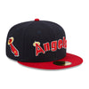 New Era Unisex MLB California Angels Retro Script 59Fifty Fitted Hat 60417766 Navy/Red, Green Undervisor