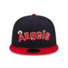 New Era Mens MLB California Angels Retro Script 59Fifty Fitted Hat 60417766 Navy/Red, Green Undervisor