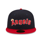 New Era Mens MLB California Angels Retro Script 59Fifty Fitted Hat 60417766 Navy/Red, Green Undervisor