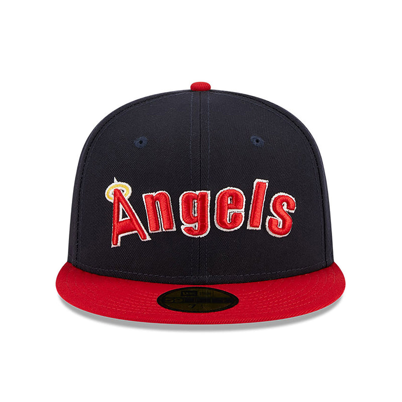 New Era Unisex MLB California Angels Retro Script 59Fifty Fitted Hat 60417766 Navy/Red, Green Undervisor