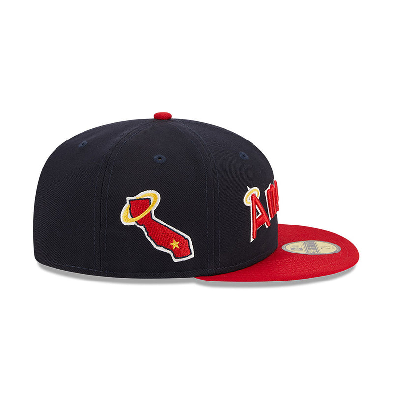 New Era Mens MLB California Angels Retro Script 59Fifty Fitted Hat 60417766 Navy/Red, Green Undervisor