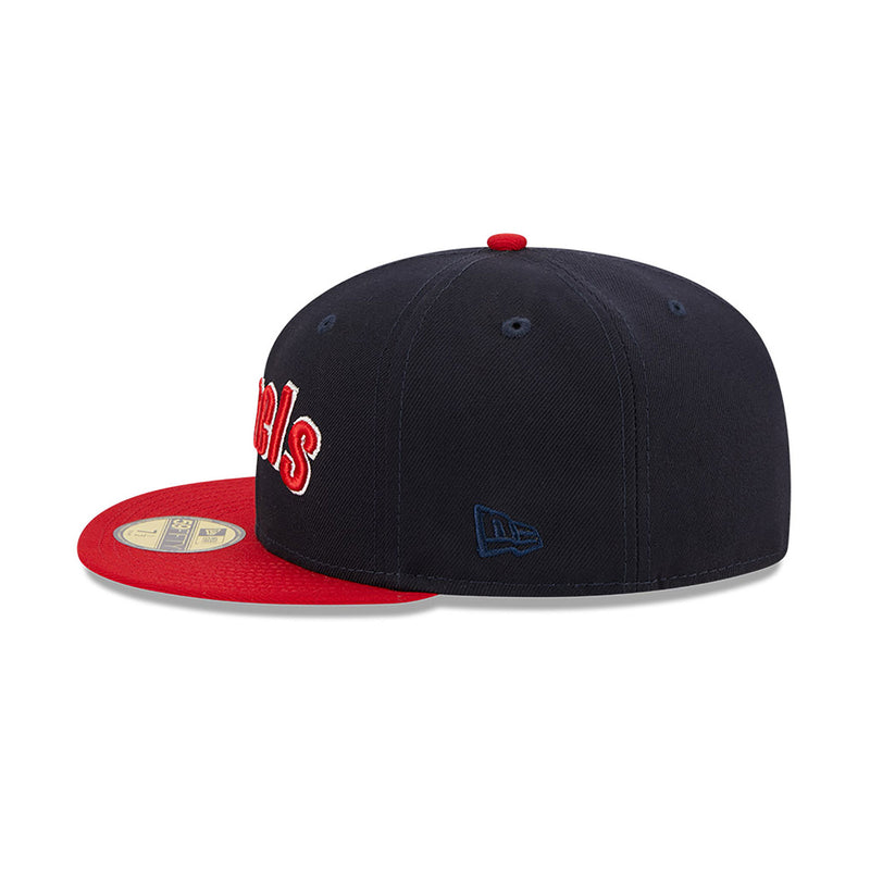 New Era Unisex MLB California Angels Retro Script 59Fifty Fitted Hat 60417766 Navy/Red, Green Undervisor