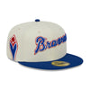 New Era Unisex MLB Atlanta Braves Retro Script 59Fifty Fitted Hat 60417773 White/Blue, Green Undervisor
