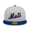 New Era Unisex MLB New York Mets 1962-1986 25th Anniversary Retro Script 59Fifty Fitted Hat 60417774 Beige/Blue, Green Undervisor